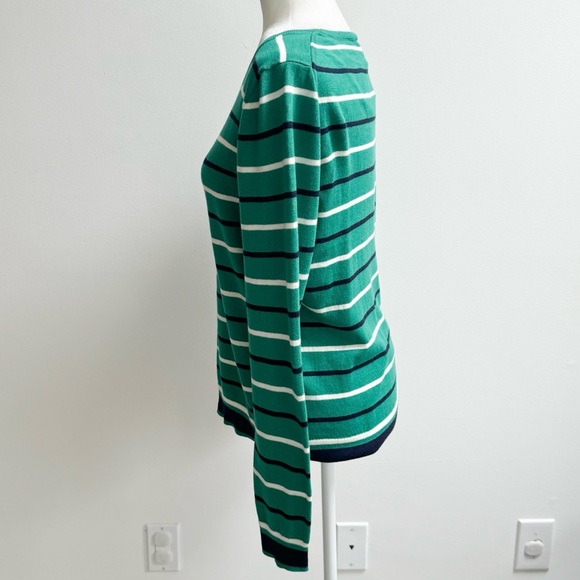 J.Crew Factory | Mercantile Green/Navy Striped ‘Peyton’ Knit Sweater *NWT* - Picture 6 of 11